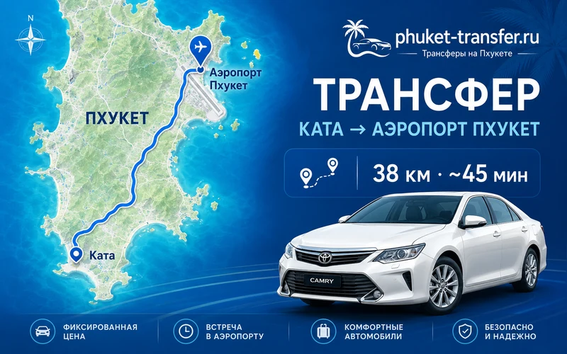 Расстояние от Каты до аэропорта Пхукета